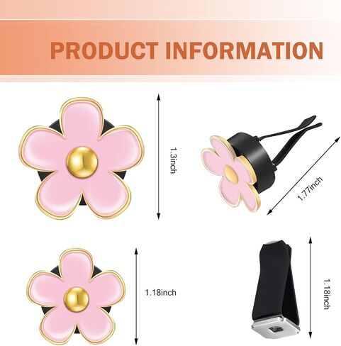 6PCS Car Air Vent Clip, Cute Daisy Air Conditioning Outlet Clip, Car Flower Air Freshener Clip, Auto Interior Decor Accessories for Women and Girls (Black-Pink-White, 6PCS) in Saudi Arabia