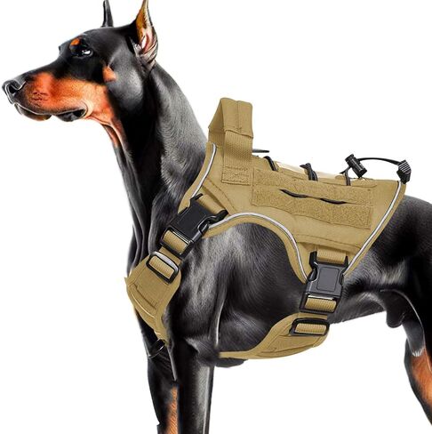 Heavy-Duty Tactical Dog Harness for Large Dogs, No Pull Adjustable Reflective Pet Vest with Molle System, K9 Military-Grade Control for Service Training, Outdoor & 10+ Breeds, Pink, Medium in Saudi Arabia