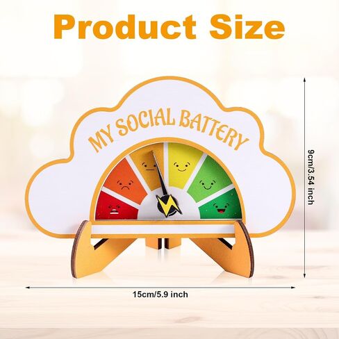 BOXOB Emotion Wheel, Colorful My Social Battery Sign Mood Wheel Fun and Interactive Desktop Ornaments Emotion Slider Pin Decoration for Work Emotional Awareness in Saudi Arabia