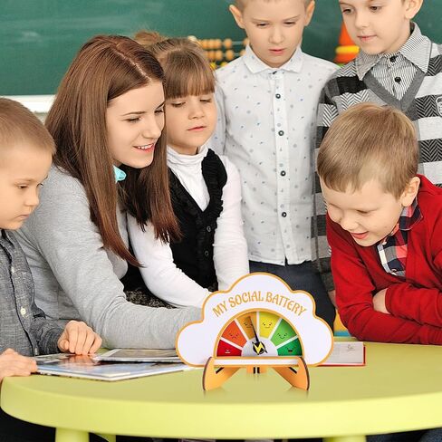 BOXOB Emotion Wheel, Colorful My Social Battery Sign Mood Wheel Fun and Interactive Desktop Ornaments Emotion Slider Pin Decoration for Work Emotional Awareness in Saudi Arabia