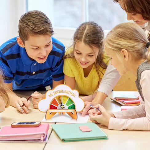 BOXOB Emotion Wheel, Colorful My Social Battery Sign Mood Wheel Fun and Interactive Desktop Ornaments Emotion Slider Pin Decoration for Work Emotional Awareness in Saudi Arabia