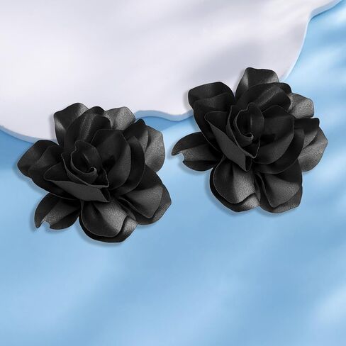 2Pcs 5in Dainty Satin Fabric Flower Brooch Extra Large Rose Camellia Flower Brooches Lapel Pins for Women Wedding Party Dance Banquet Clothes Jewelry Accessories in Saudi Arabia