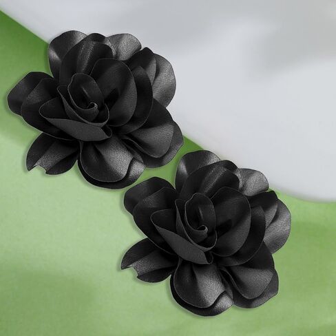 2Pcs 5in Dainty Satin Fabric Flower Brooch Extra Large Rose Camellia Flower Brooches Lapel Pins for Women Wedding Party Dance Banquet Clothes Jewelry Accessories in Saudi Arabia