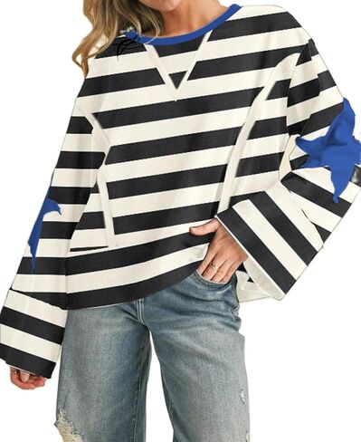 Women Teen Girls Cute Oversized Crewneck Sweatshirt Y2k Star Seashell Graphic Long Sleeve Sweatshirt Preppy Clothes in Saudi Arabia