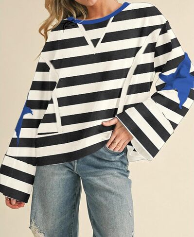 Women Teen Girls Cute Oversized Crewneck Sweatshirt Y2k Star Seashell Graphic Long Sleeve Sweatshirt Preppy Clothes in Saudi Arabia