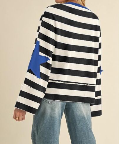 Women Teen Girls Cute Oversized Crewneck Sweatshirt Y2k Star Seashell Graphic Long Sleeve Sweatshirt Preppy Clothes in Saudi Arabia