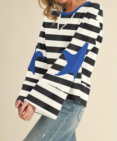 Women Teen Girls Cute Oversized Crewneck Sweatshirt Y2k Star Seashell Graphic Long Sleeve Sweatshirt Preppy Clothes in Saudi Arabia