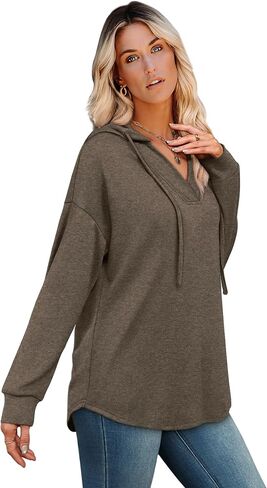 هوديس Sampeel للنساء العصرية Fall Fashion 2025 v الرقبة شيرت كبير الحجم بالإضافة إلى قمم الحجم من الملابس in Saudi Arabia