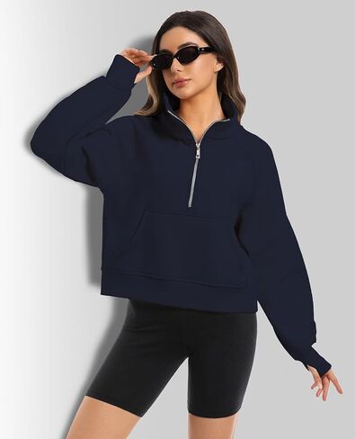 2 Pack Womens Sweatshirts Half Zip Cropped Pullover Fleece Quarter Zipper Hoodies 2025 Fall Fashion Outfits Clothes in Kuwait