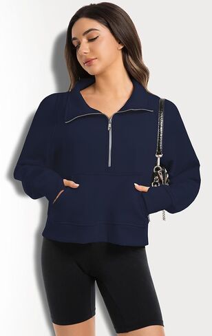 2 Pack Womens Sweatshirts Half Zip Cropped Pullover Fleece Quarter Zipper Hoodies 2025 Fall Fashion Outfits Clothes in Kuwait