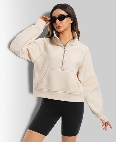 2 Pack Womens Sweatshirts Half Zip Cropped Pullover Fleece Quarter Zipper Hoodies 2025 Fall Fashion Outfits Clothes in Kuwait
