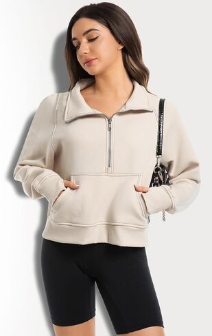 2 Pack Womens Sweatshirts Half Zip Cropped Pullover Fleece Quarter Zipper Hoodies 2025 Fall Fashion Outfits Clothes in Kuwait