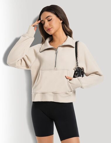 2 Pack Womens Sweatshirts Half Zip Cropped Pullover Fleece Quarter Zipper Hoodies 2025 Fall Fashion Outfits Clothes in Kuwait