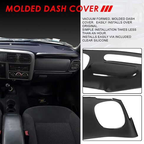 تغطية لوحة لوحة لوحة DASH Auto Front Upper Dash متوفرة مع Chevy S10 Blazer Pickup GMC S15 Jimmy Sonoma Bravada 98-02 ، Black in Saudi Arabia