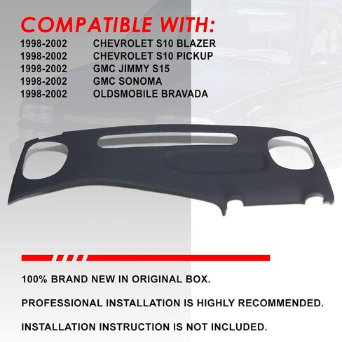 تغطية لوحة لوحة لوحة DASH Auto Front Upper Dash متوفرة مع Chevy S10 Blazer Pickup GMC S15 Jimmy Sonoma Bravada 98-02 ، Black in Saudi Arabia