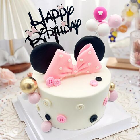 20pcs كعكة عيد ميلاد الماوس مع أقواس وآذان سعيد عيد ميلاد عيد ميلاد ديكورات استحمام الطفل لوازم اللوازم in Kuwait
