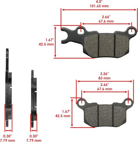 Caltric Rear Brake Pads Compatible with Can-Am Defender HD10 2017-2018 / Defender HD10 XMR 2018 2020-2023 / Defender HD10 XTP 2018 Front Rear Left Right in Saudi Arabia