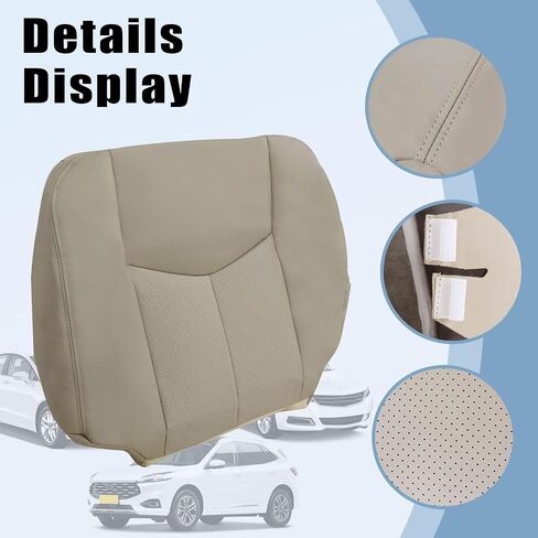 SecosAutoparts Shale Light Neutral Tan #152 Driver and Passenger Side Bottom Perforated Leather Replacement Seat Covers Compatible with Cadillac Escalade Escalade ESV Escalade EXT 2003 2004 2005 2006 in Saudi Arabia
