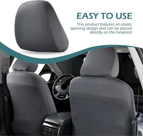 Downhill 2 PCS Car Seat Headrest Cover, Elastic and Soft Car Headrest Protective Covers, Reusable Breathable Interior Dust Cover, Universal Seat Headrest, for Cars, Trucks and SUVs (Black) in Saudi Arabia