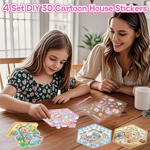 مشهد ملصق ثلاثي الأبعاد ، 7 مجموعات ملصقات DIY ثلاثية الأبعاد للأطفال ، اصنع ملصقات المشهد الخاصة بك للبالغين والأطفال الإجهاد مرور الوقت ، ملصق فينيل مقاوم للماء للكمبيوتر المحمول ، زجاجة ماء ، هاتف in Kuwait