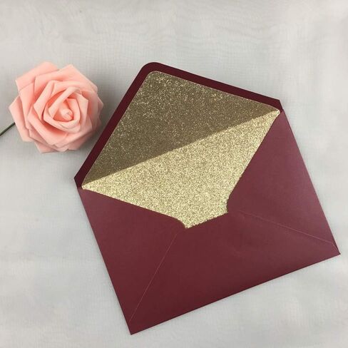 LUCKY STAR 25 PCS A7 Dark Rose Gold Glitter Envelopes,5.35 x 7.7 inches, Perfect for 5x7 Weddings,Invitation Cards,Birthday Greeting Invite in Saudi Arabia