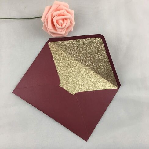 LUCKY STAR 25 PCS A7 Dark Rose Gold Glitter Envelopes,5.35 x 7.7 inches, Perfect for 5x7 Weddings,Invitation Cards,Birthday Greeting Invite in Saudi Arabia