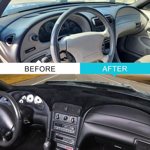 Dashboard Cover Dash Cover Mat Pad Carpet Custom Fit for Ford Mustang 1998 1999 2000 2001 2002 2003 2004 (Black) in Kuwait