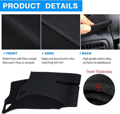 Dashboard Cover Dash Cover Mat Pad Carpet Custom Fit for Ford Mustang 1998 1999 2000 2001 2002 2003 2004 (Black) in Kuwait