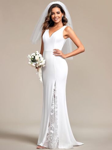 Ever-Pretty Women's Simple Mermaid Wedding Dress for Bride Floor-Length Sleeveless with Train 01943-PH in Kuwait