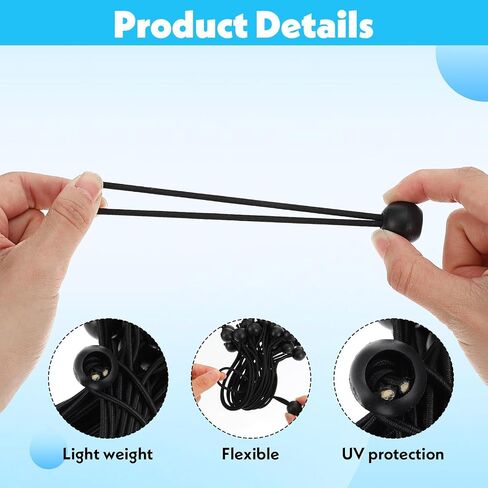 cobee 100 Pcs 6 Inch Bungee Cords with Balls, Heavy Duty Bungee Balls Tarp Bungee Cords Elastic Cord Tarp Tie Down Straps Bungee Straps for Camping Tents Shelter Cargo Luggage in Saudi Arabia