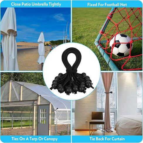 cobee 100 Pcs 6 Inch Bungee Cords with Balls, Heavy Duty Bungee Balls Tarp Bungee Cords Elastic Cord Tarp Tie Down Straps Bungee Straps for Camping Tents Shelter Cargo Luggage in Saudi Arabia