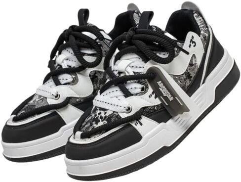 Preppy Sports Sneakers - All-Season Low Top Lace-Up Shoes with Faux Upper, Fabric Inner & PVC Sole for Running, Casual Outdoor Activities - Comfortable & Durable Skateboarding Footwear in Saudi Arabia