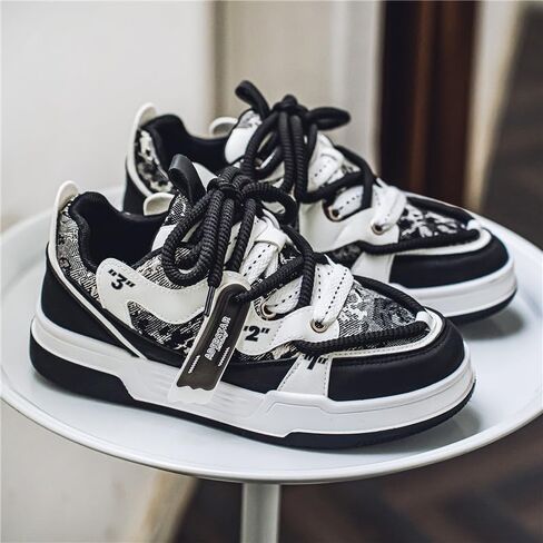 Preppy Sports Sneakers - All-Season Low Top Lace-Up Shoes with Faux Upper, Fabric Inner & PVC Sole for Running, Casual Outdoor Activities - Comfortable & Durable Skateboarding Footwear in Saudi Arabia