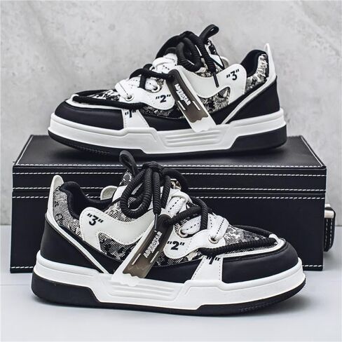 Preppy Sports Sneakers - All-Season Low Top Lace-Up Shoes with Faux Upper, Fabric Inner & PVC Sole for Running, Casual Outdoor Activities - Comfortable & Durable Skateboarding Footwear in Saudi Arabia