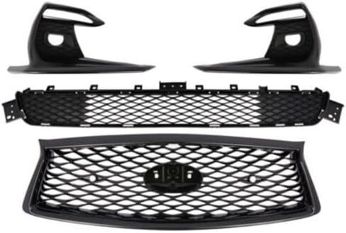 Front Grille Fog Light Bezels Set Compatible with 2018 2019 2020 2021 2022 Infiniti Q50 Sport modes - 4PCS Front Upper Lower Grille Fog Light Bezel Cover in Saudi Arabia