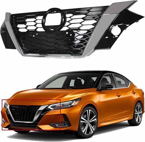 munirater Front Bumper Upper Grille Black Chrome Replacement for 2020 2021 Sentra in Saudi Arabia