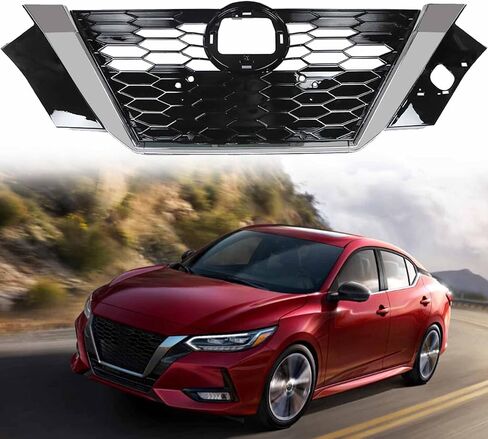 munirater Front Bumper Upper Grille Black Chrome Replacement for 2020 2021 Sentra in Saudi Arabia