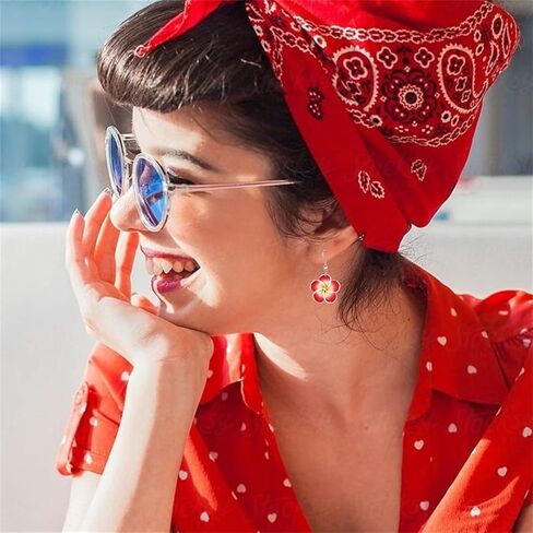 دريويت ملون بلومريا روما أقراط مجموعة للنساء الأنيقة هاواي زهرة زهرة القلادة بوهيميا الأزهار الاستوائية التدلي in Saudi Arabia