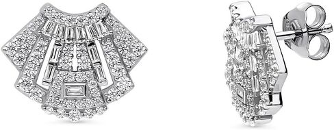 Berricle Sterling Silver Vintage مستوحى من Art Deco Cubic Zirconia CZ Necklace and Occlace for Women ، Rhodium Plated in Saudi Arabia