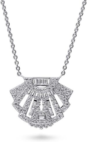 Berricle Sterling Silver Vintage مستوحى من Art Deco Cubic Zirconia CZ Necklace and Occlace for Women ، Rhodium Plated in Saudi Arabia