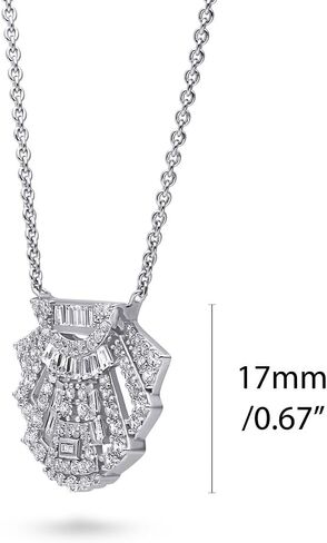 Berricle Sterling Silver Vintage مستوحى من Art Deco Cubic Zirconia CZ Necklace and Occlace for Women ، Rhodium Plated in Saudi Arabia