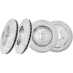 PM Auto Set of 4 Front-Rear Drilled Slotted Disc Brake Rotors For 2009-2015 Honda Pilot in Kuwait