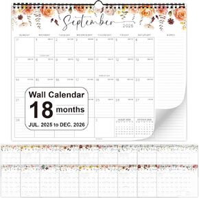 Desk Calendar 2025-2026 (17" x 11.5"), 18-Month Planner January 2025 to June 2026, Large Desk Calendar with Corner Protectors, Thick Paper, Tear-Off Pages & Notes Section, Ideal for Home, Office, or School in Saudi Arabia