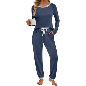 LILLUSORY Lounge Sets For Women 2 Piece Pajamas Set Long Sleeve Fall Two Piece Casual Sleep Loungewear Outfits Winter 2025 in Saudi Arabia
