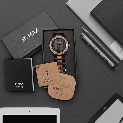 Bymax Men Wood Wood Watch Quartz ، Fashion Handmade Wooden Wrist Howsing Mens in Saudi Arabia