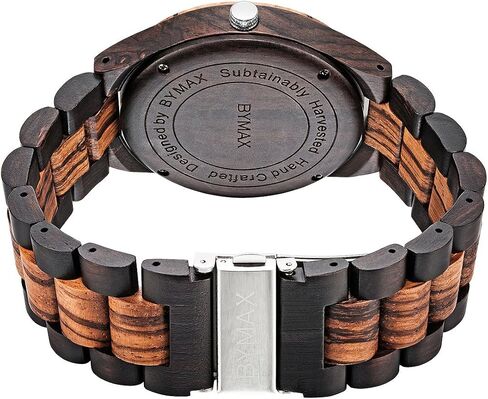 Bymax Men Wood Wood Watch Quartz ، Fashion Handmade Wooden Wrist Howsing Mens in Saudi Arabia