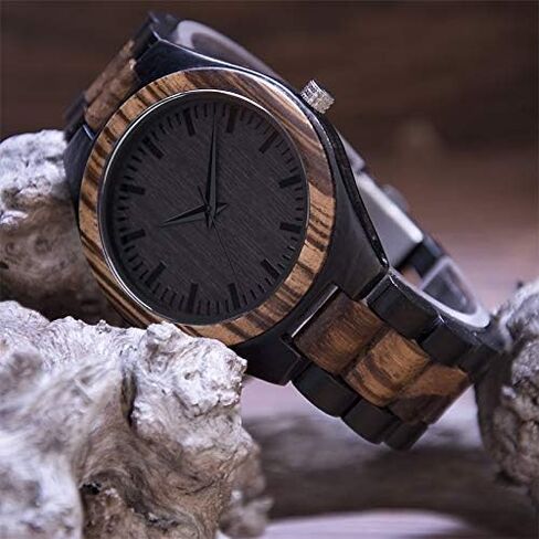 Bymax Men Wood Wood Watch Quartz ، Fashion Handmade Wooden Wrist Howsing Mens in Saudi Arabia