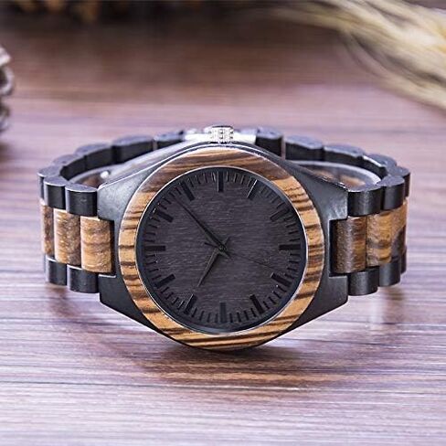 Bymax Men Wood Wood Watch Quartz ، Fashion Handmade Wooden Wrist Howsing Mens in Saudi Arabia