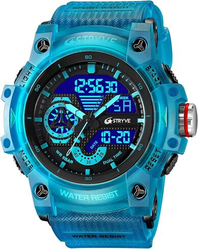 Gosasa Men’s Tactical Watch Analog Digital Dual Display – 50M Waterproof Military Wristwatch with LED Backlight, Stopwatch, Alarm, Countdown – Durable Outdoor Watch in Saudi Arabia