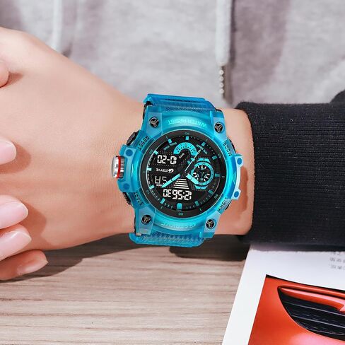 Gosasa Men’s Tactical Watch Analog Digital Dual Display – 50M Waterproof Military Wristwatch with LED Backlight, Stopwatch, Alarm, Countdown – Durable Outdoor Watch in Saudi Arabia